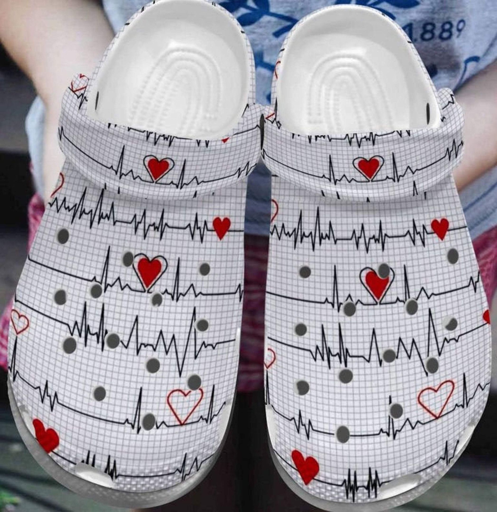 Free Heartbeat Crocs Shoes For Nurse Doctor – Red Heart Shoes Crocbland Clog Birthday Gifts For Man Woman