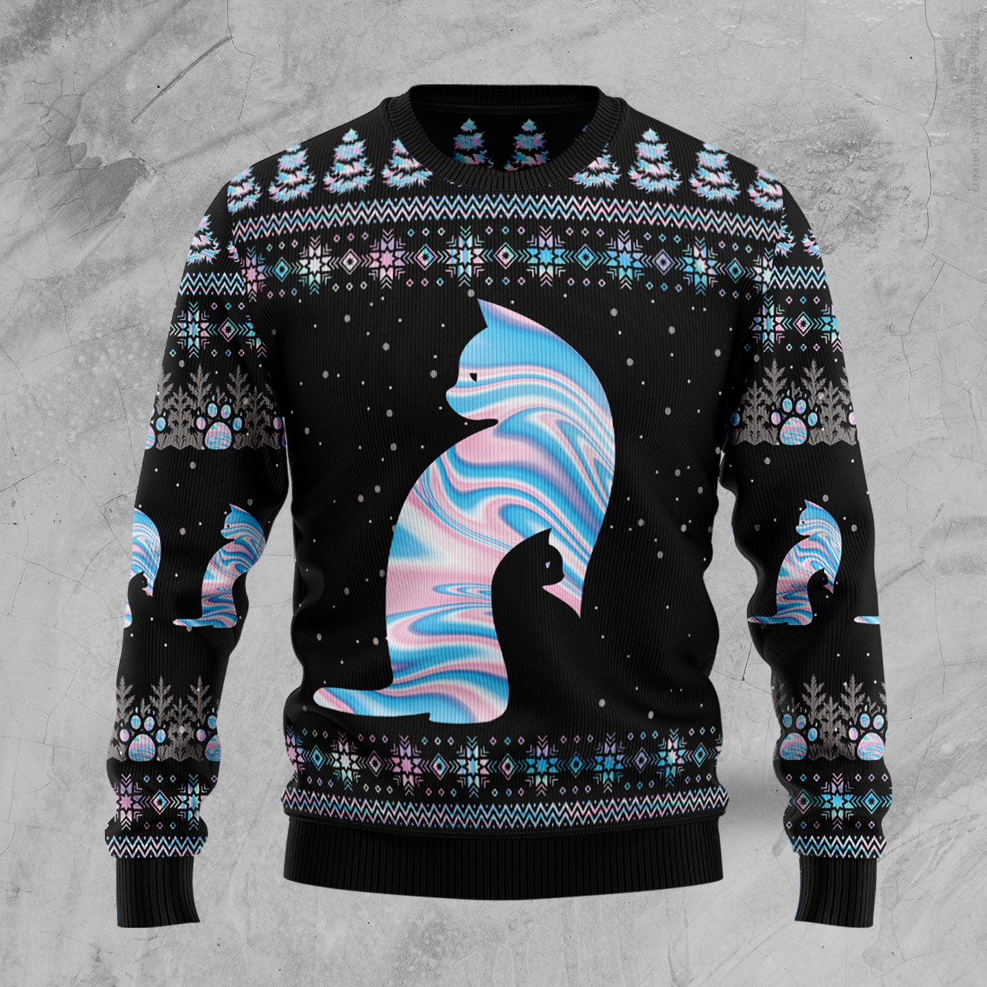 Cat Hologram Ugly Christmas Sweater | For Men & Women | Adult | Us5807