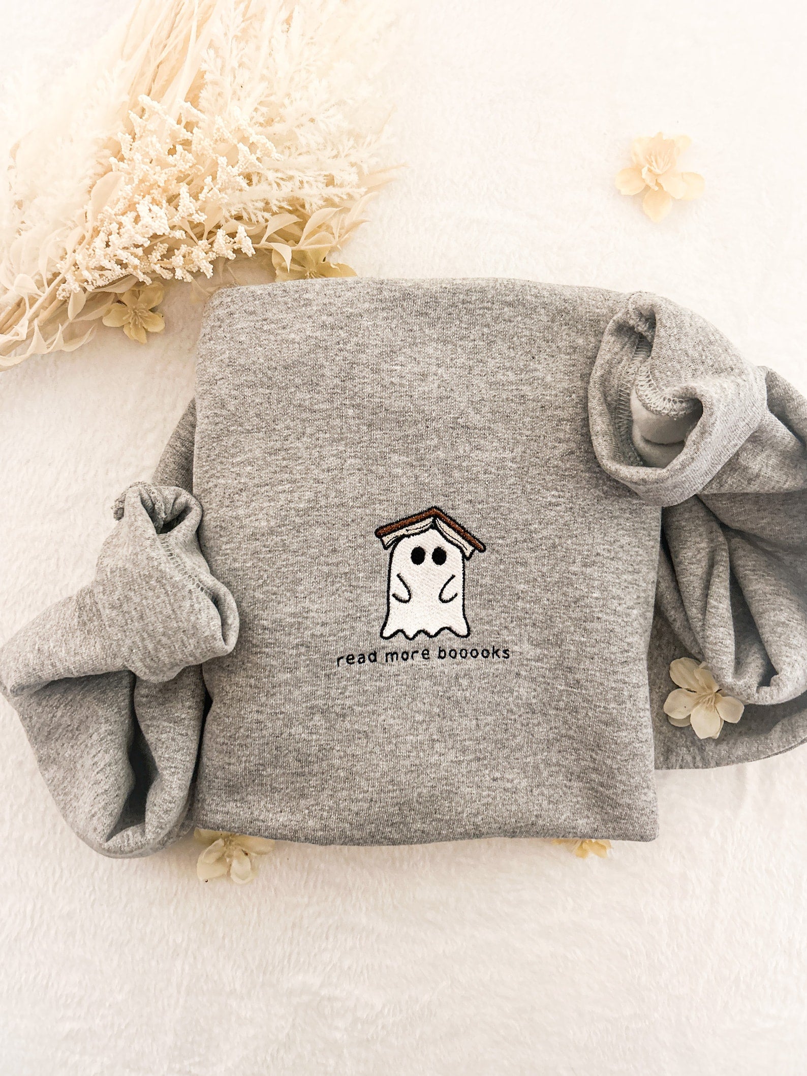 Embroidered Ghost Book Sweatshirt 2D Crewneck Sweatshirt All Over Print Sweatshirt For Women Sweatshirt For Men Sws4579