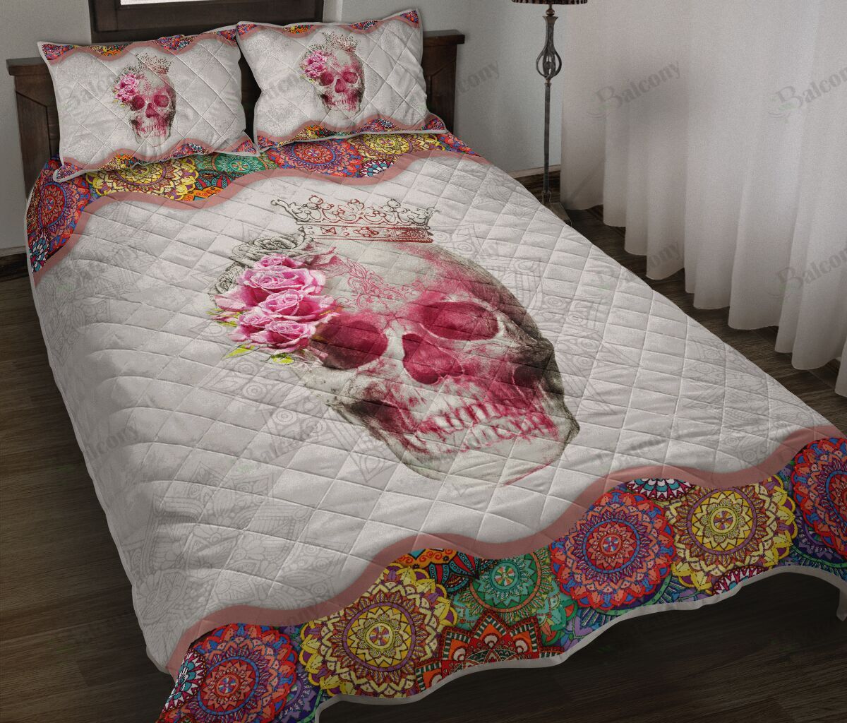 Skull Flower Quilt Bed Set 039