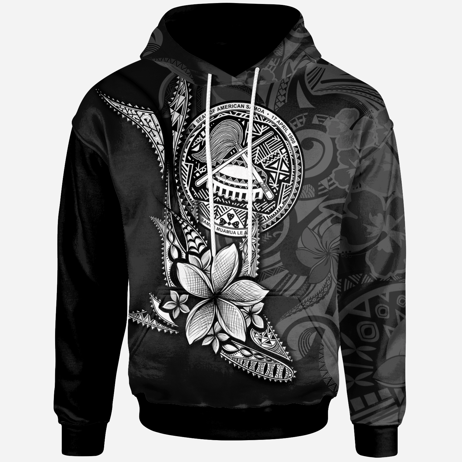 American Samoa Custom Personalised Hoodie – Fish With Plumeria Flowers Style – BN01