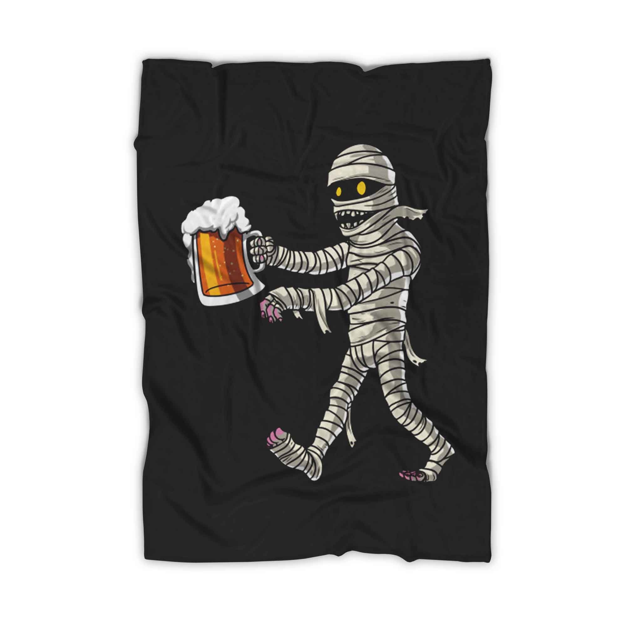 Mummy Zombie Beer Drinking Party Funny Scary Halloween Blanket