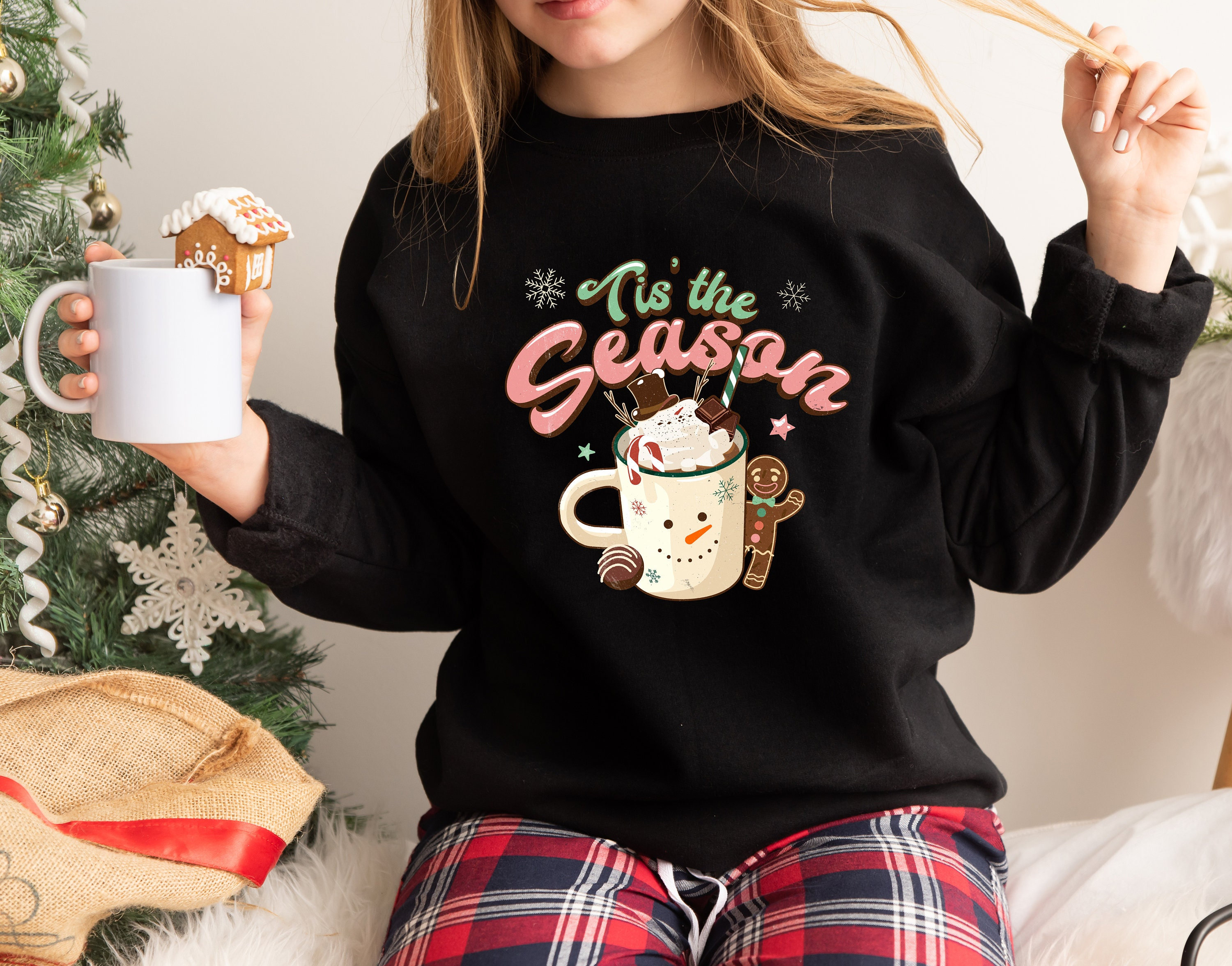 Tis’ The Season Hot Chocolate Christmas Sweatshirt ,Merry Christmas Shirt,Christmas Shirt, Christmas Family Shirt,Christmas Gift, Christmas