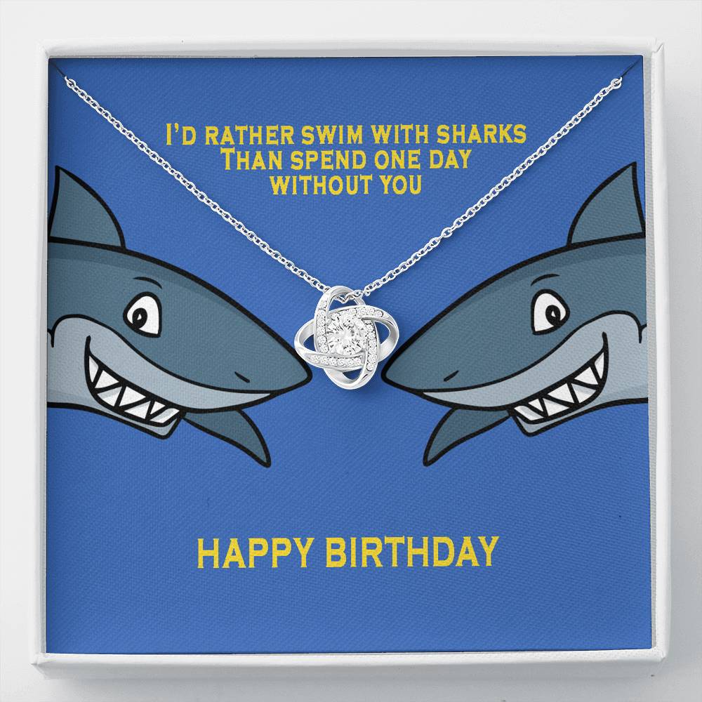 Birthday Necklace And Gift Box: Rather Swim With Sharks