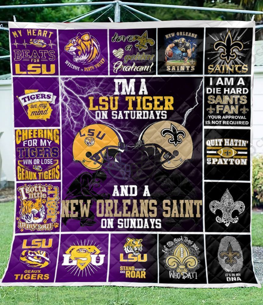 LSU-New Orleans Saints 3D Premium Quilt