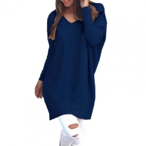 Women’s Casual Long-Sleeve Knitted Sweater Top Pullover for Home Office V-Neck Loose Autumn Winter Warm Female Knitting Top alx