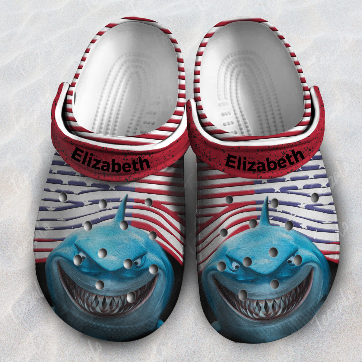 Shark Hole America Flag Personalized Clog Shoes