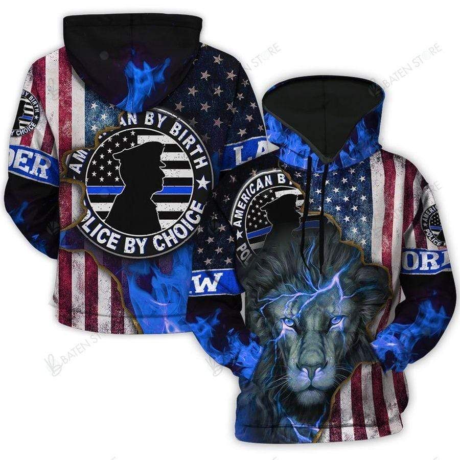 America By Birth Police By Choice Lion Patriotic 3D Printed Sublimation Hoodie Hooded Sweatshirt Comfy Soft And Warm For Men Women S to 5XL CTC16011484