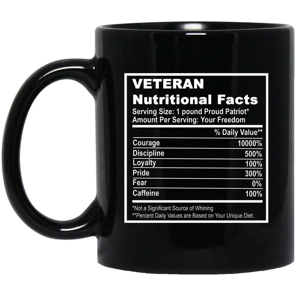 Veteran Nutritional Facts Coffee Mug, Nutritional Facts Cup, Funny Coffee Mug, Soldier Mug, Us Veteran Gift