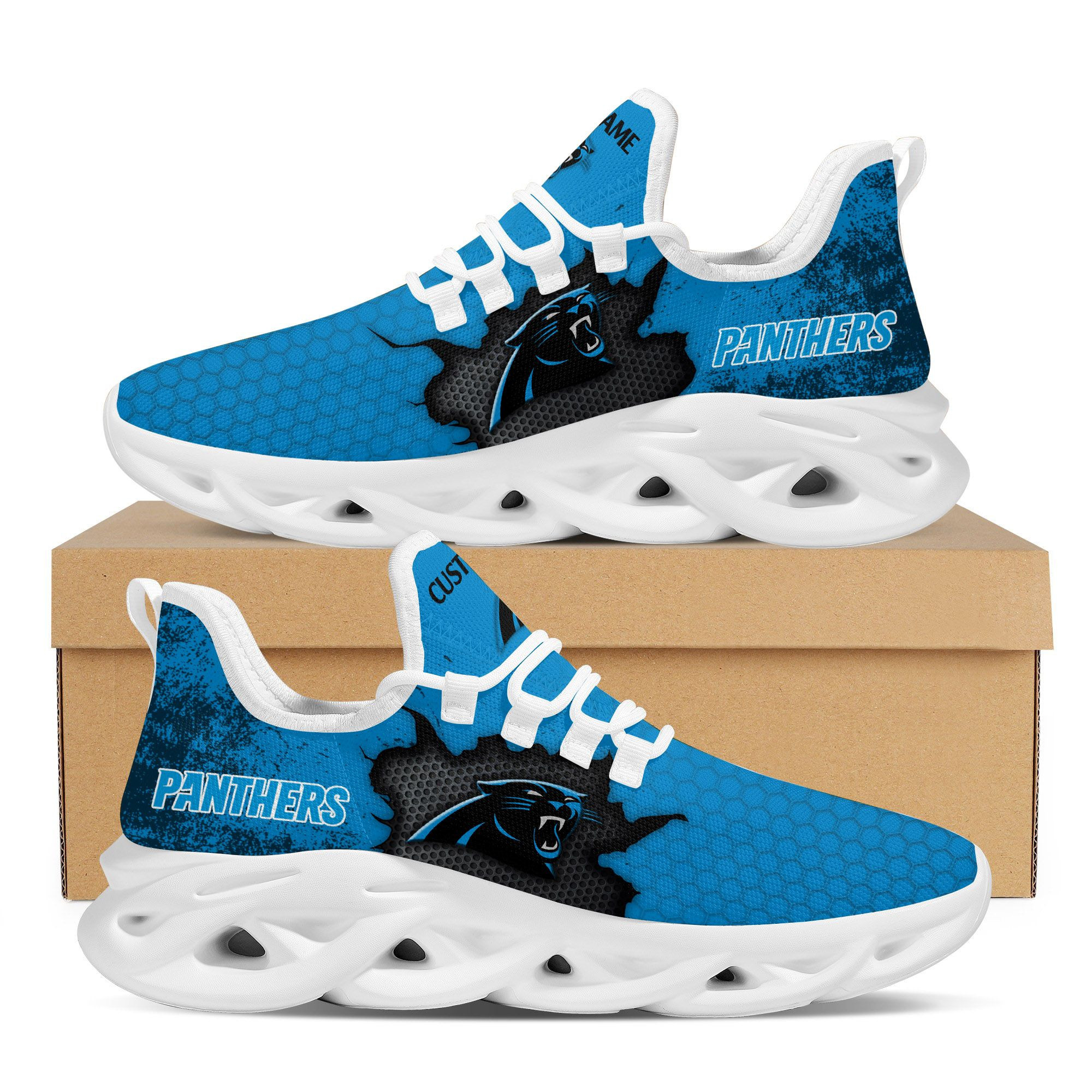 Carolina Panthers Cracked Design Trending Max Soul Clunky Sneaker Shoes  Custom Name Personalized For Mens Womensfans