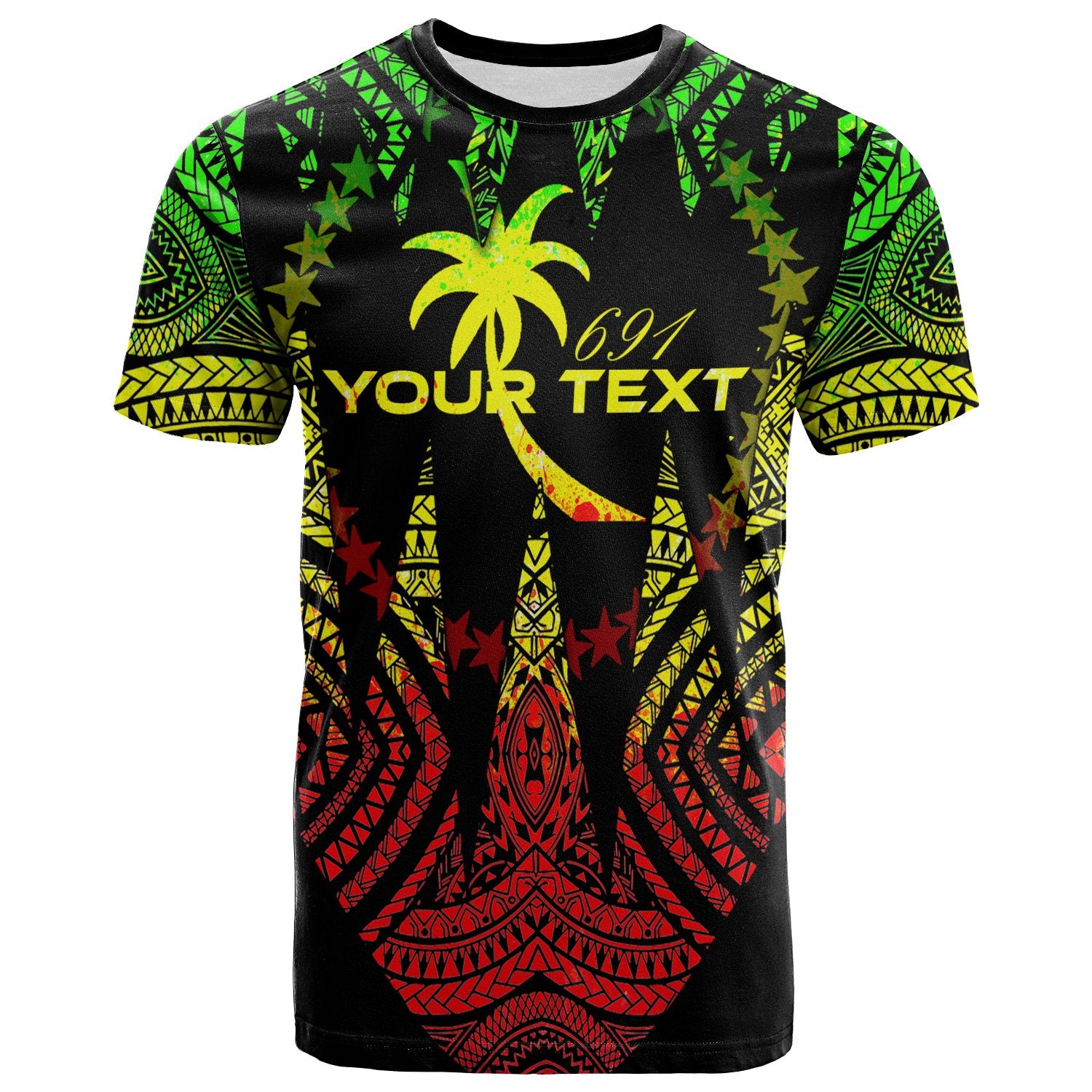 Chuuk Custom Personalized T-Shirt – Micronesian Teeth Shark Style Reggae