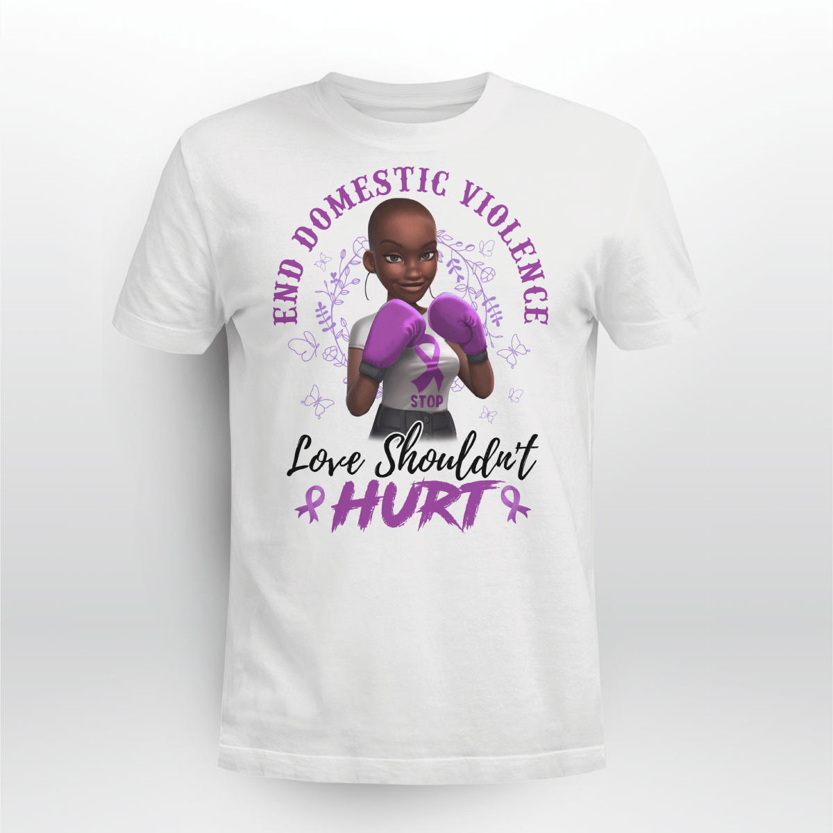 Domestic Violence Awareness Tshirt In October I Wear Purple Tshirt Black Girl End Domestic Violence Love Shouldn’T Hurt Tshirt