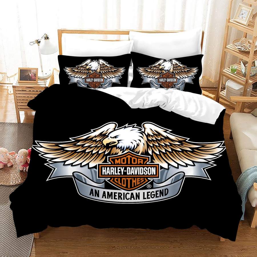 3D Eagle Harley-Davidson Motorcycle Quilt Cover Set Bedding Set Duvet Cover Pillowcases SF85