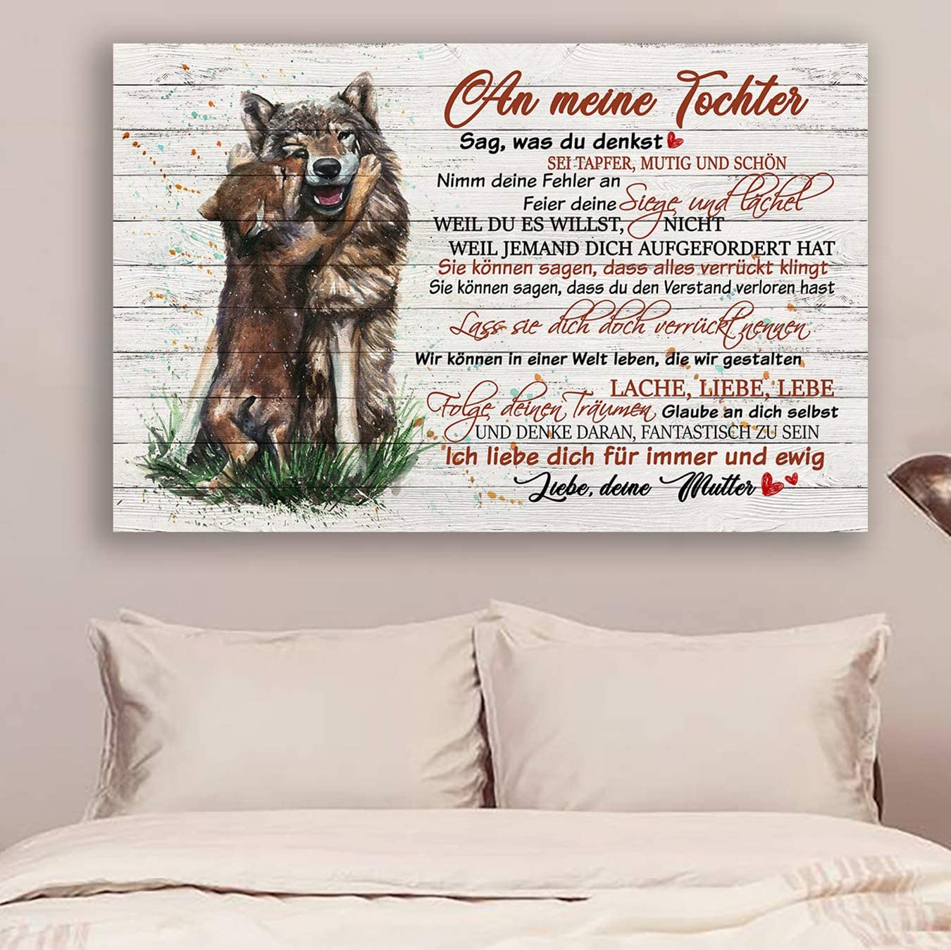 Poster for Room Aesthetic -Command Strips Wall Decor – Hn134 Wolf Poster – Mom to Daughter – Speak Your Truth Be Brave Be Bold Be Beautiful- German