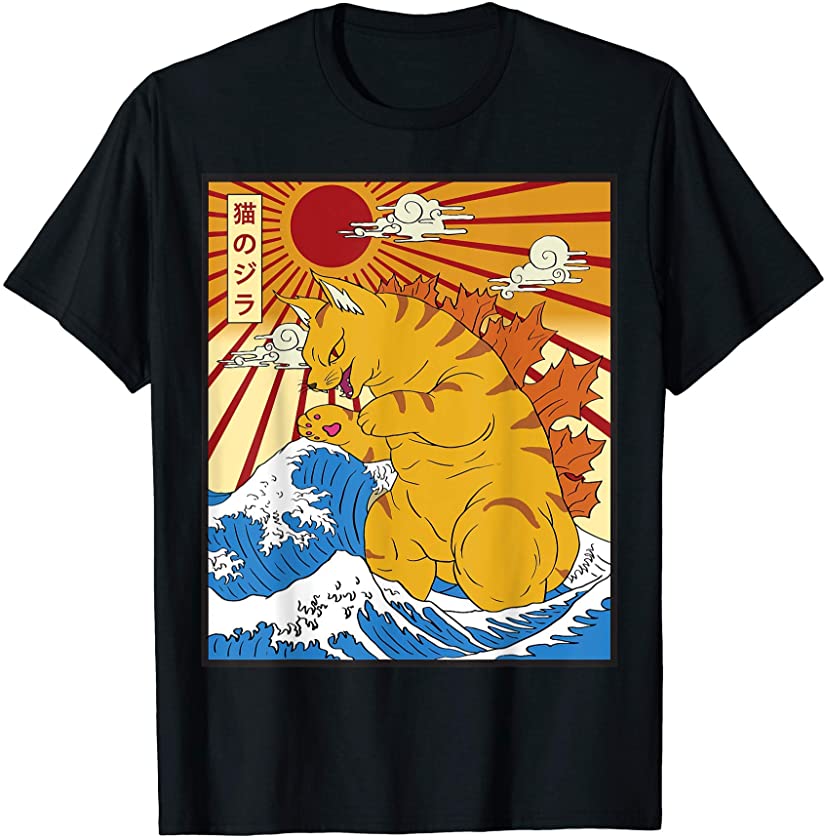 Catzilla Funny Japanese Kawaii Cat Lover Kitten Gift Vintage T-Shirt