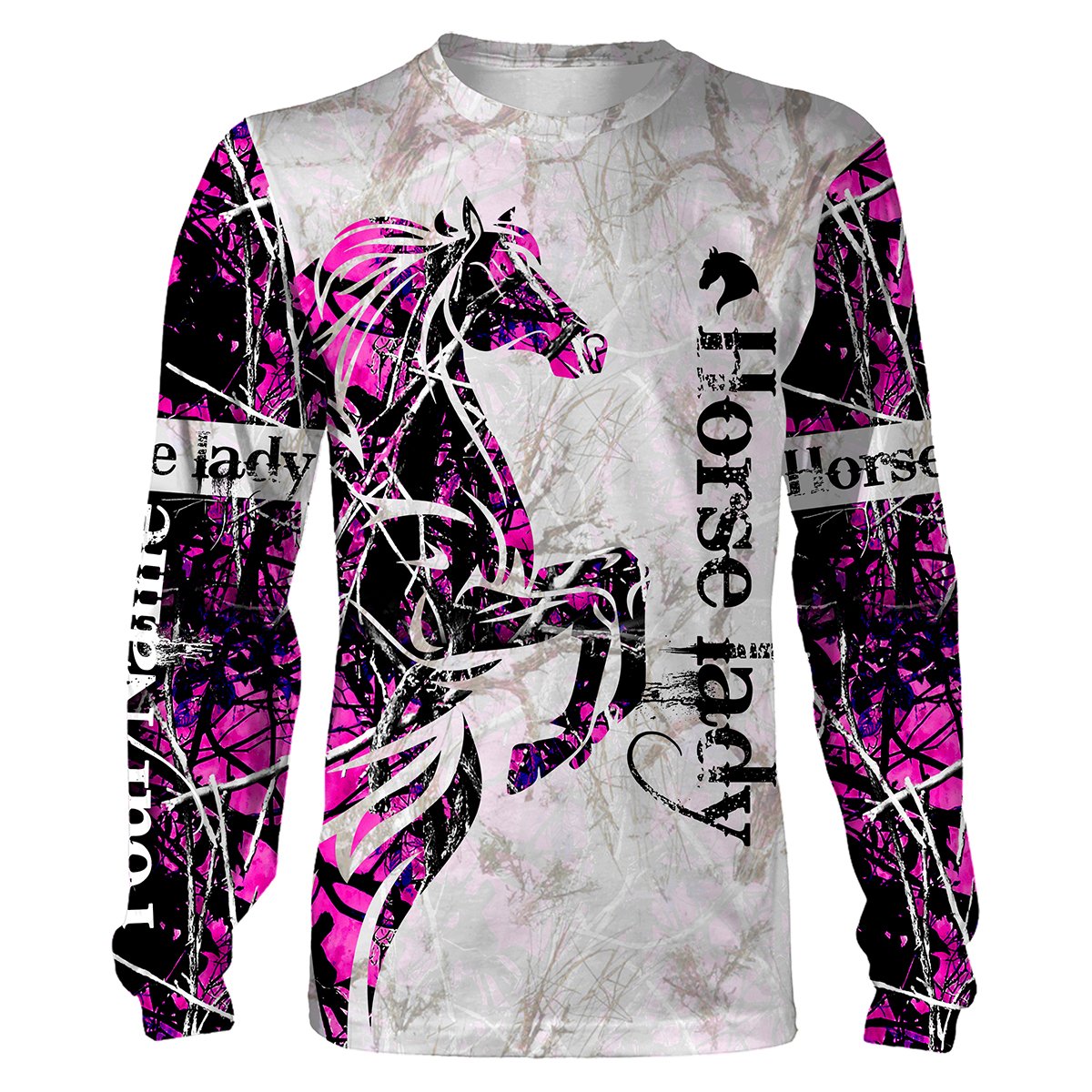 Horse girl Pink muddy camo Custom All over print Shirts for Horse lady, Horse lovers, Muddy girls – IPHW125