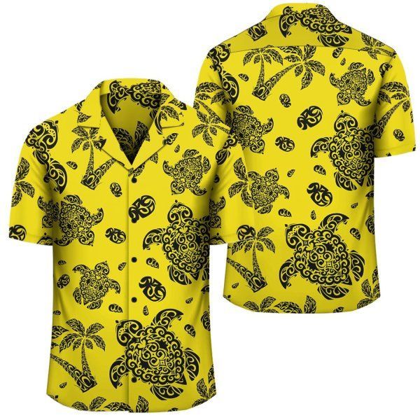 Polynesian Turtle Palm And Sea Pebbles Yellow Hawaii Ha33622