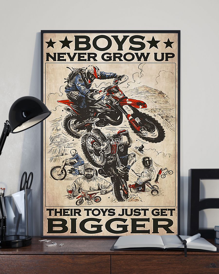 Motorcycle – Boys Never Grow Up Vertical Canvas And Poster | Wall Decor Visual Art