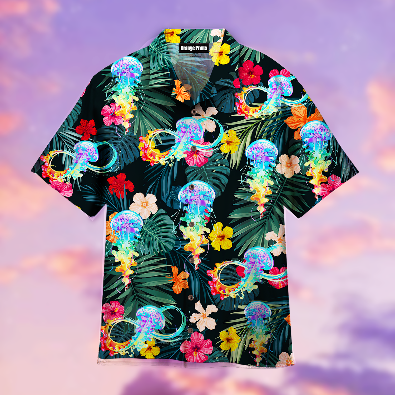 Hibiscus Flower Rainbow Jellyfish Hawaii Shirt For Men Women Ha6649