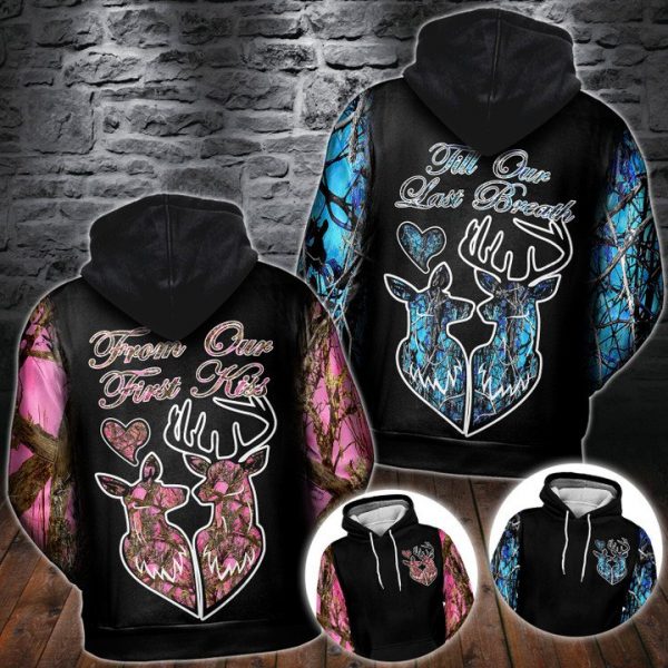 Deer Silhouette First Kiss Last Breath Couple Hoodie