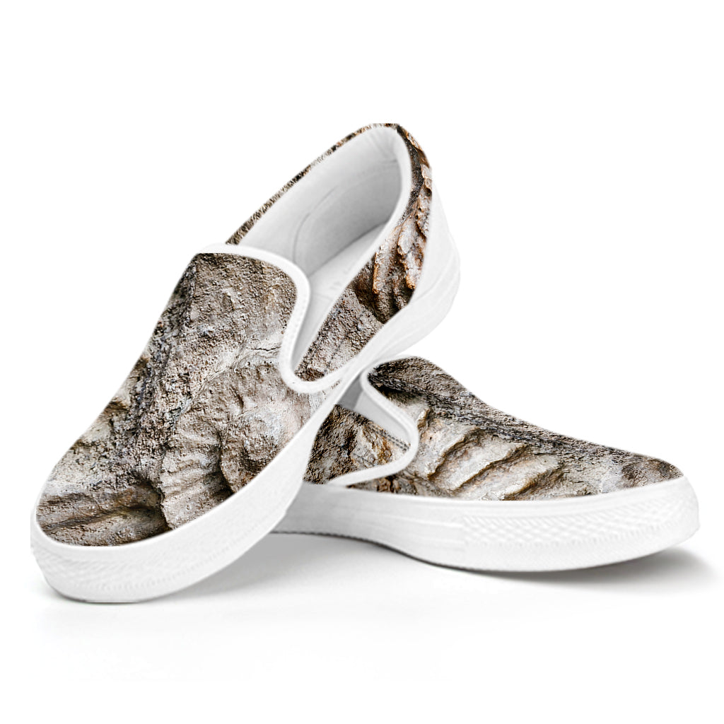 Ammonoidea Fossil Print White Slip On Shoes