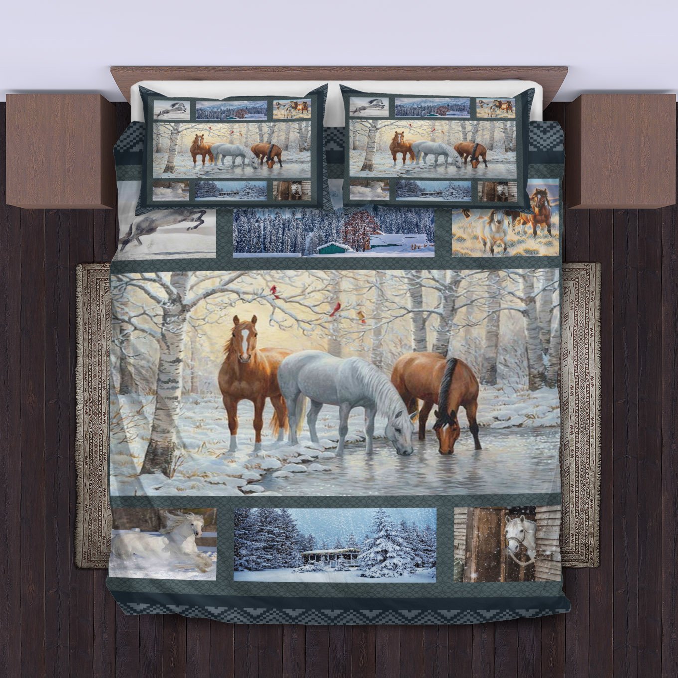 Horse Winter Bedding Set – Duvet Cover And Pillowcase Set