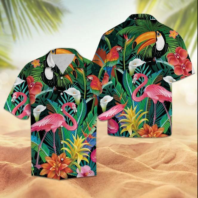 Tropical Bird Flamingo Hawaiian Shirt Ha25573