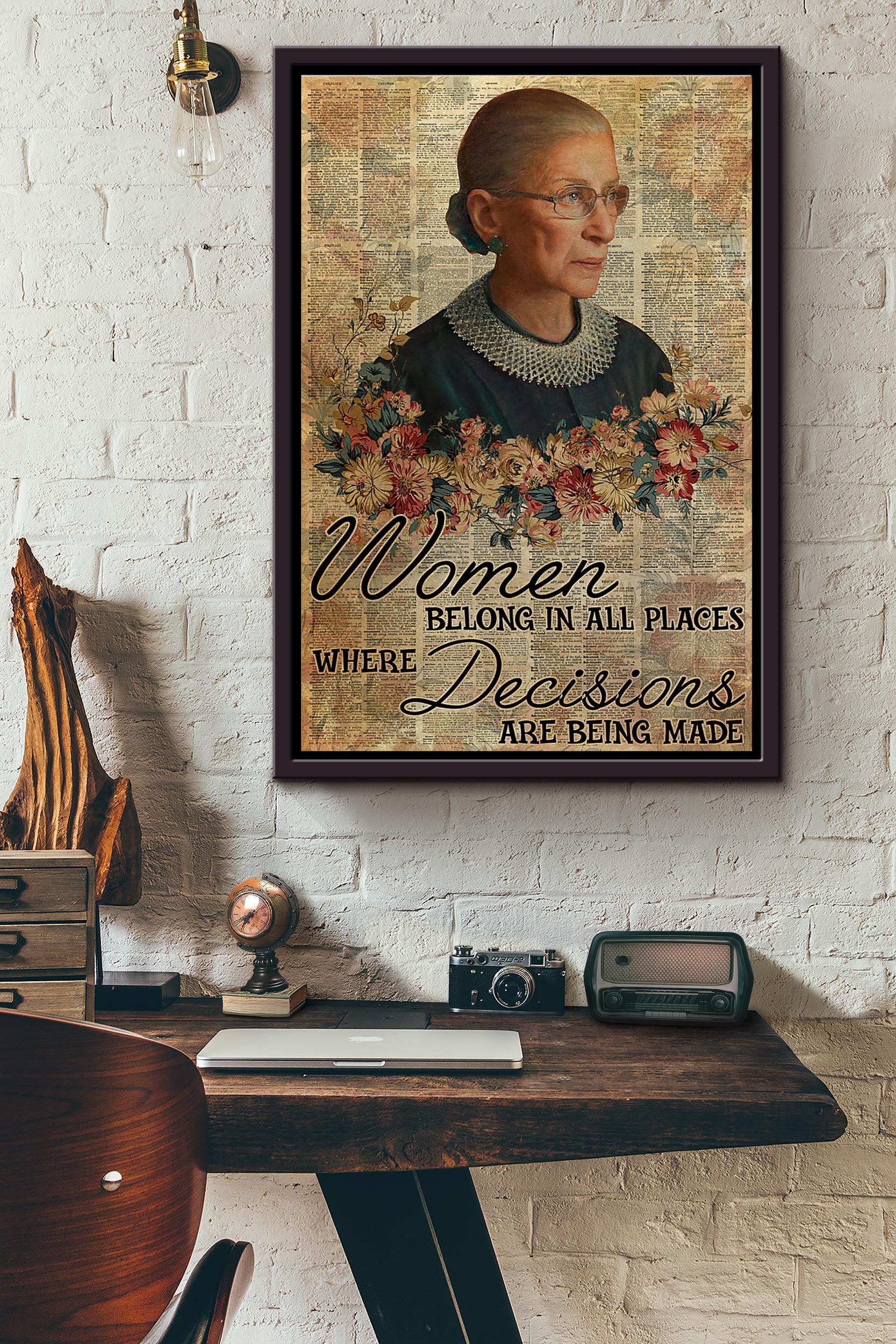 Rbg Flowers Women Blong In All Places Where Decisions Are Being Made Inspiration Dictionary Poster Framed Matte Canvas