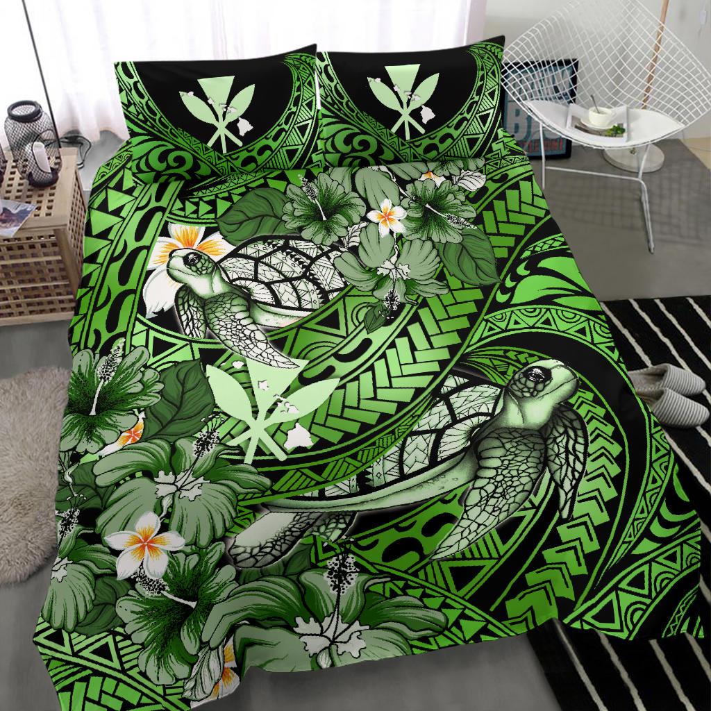 Kanaka Maoli (Hawaiian) Bedding Set – Waves Polynesian Turtle Hibiscus ...