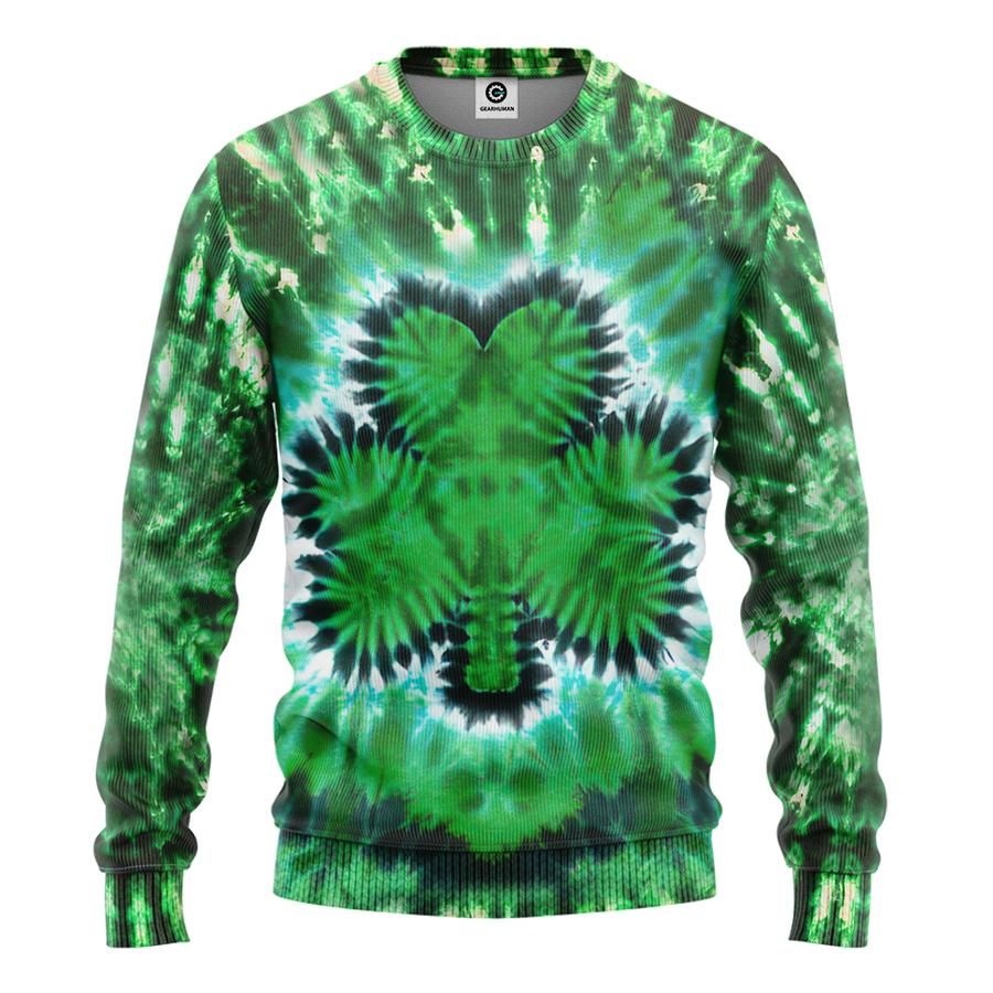 Gearhuman 3D Shamrock Tie Dye Custom Tshirt Hoodie Apparel Personalized Trending Gift Hoodie x TeeAndYou 