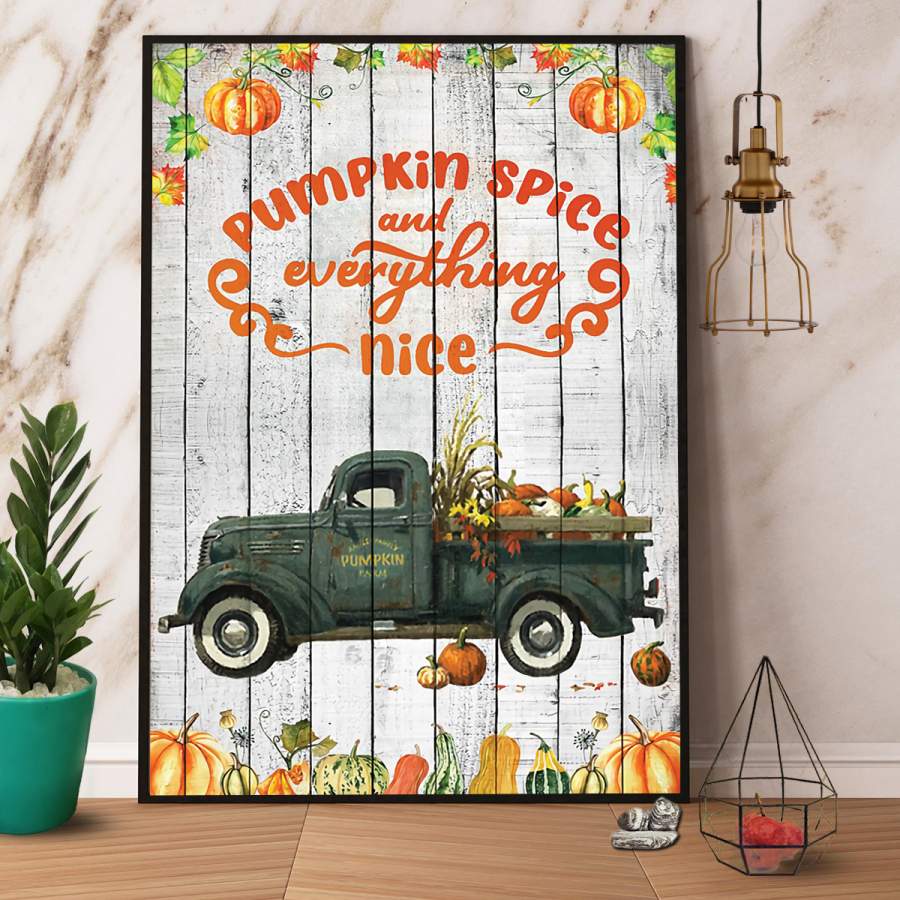 Pumpkin spice and everything nice Halloween paper poster no frame/ wrapped canvas wall decor full size