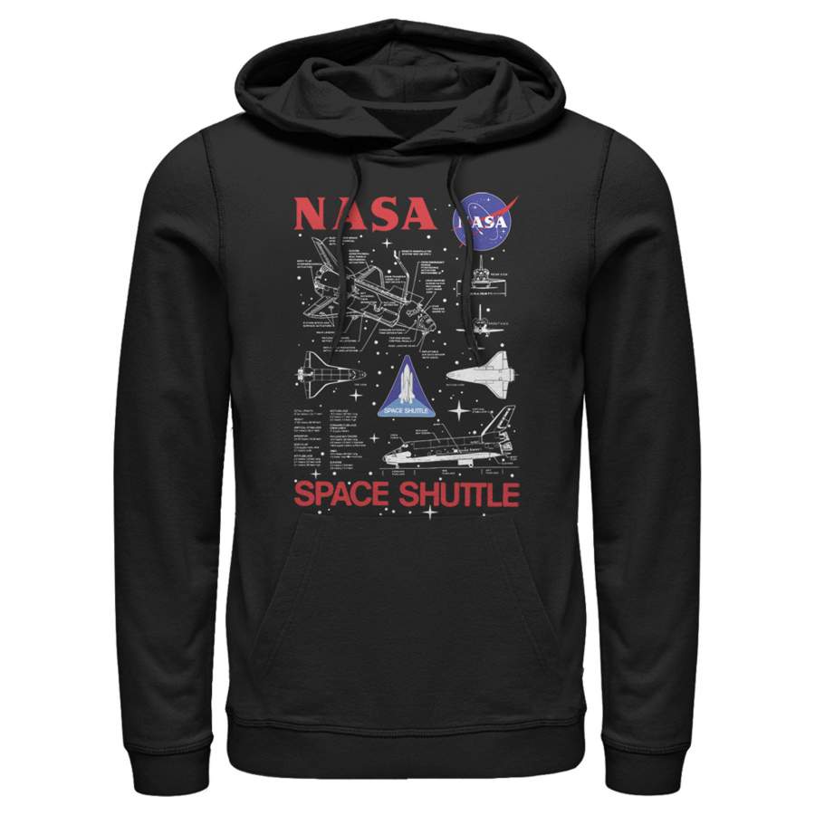 NASA Men’s Space Shuttle Schematic Details  Lightweight Hoodie