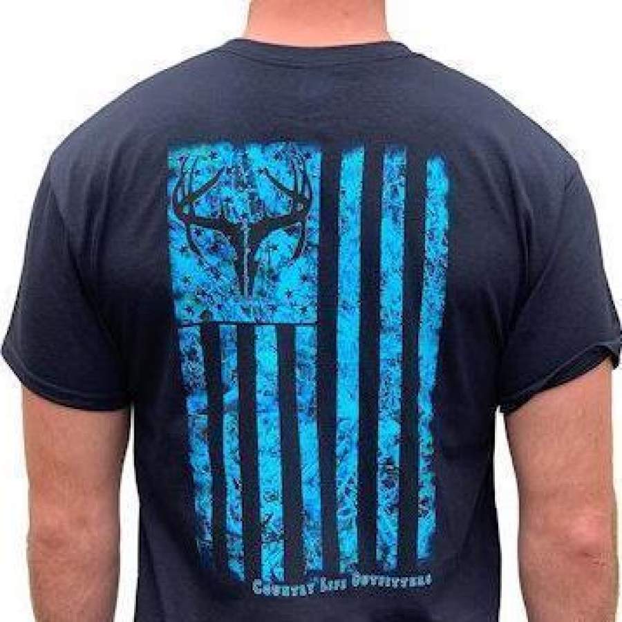 Country Life Outfitters Vintage USA Blue Camo Flag Unisex T-Shirt