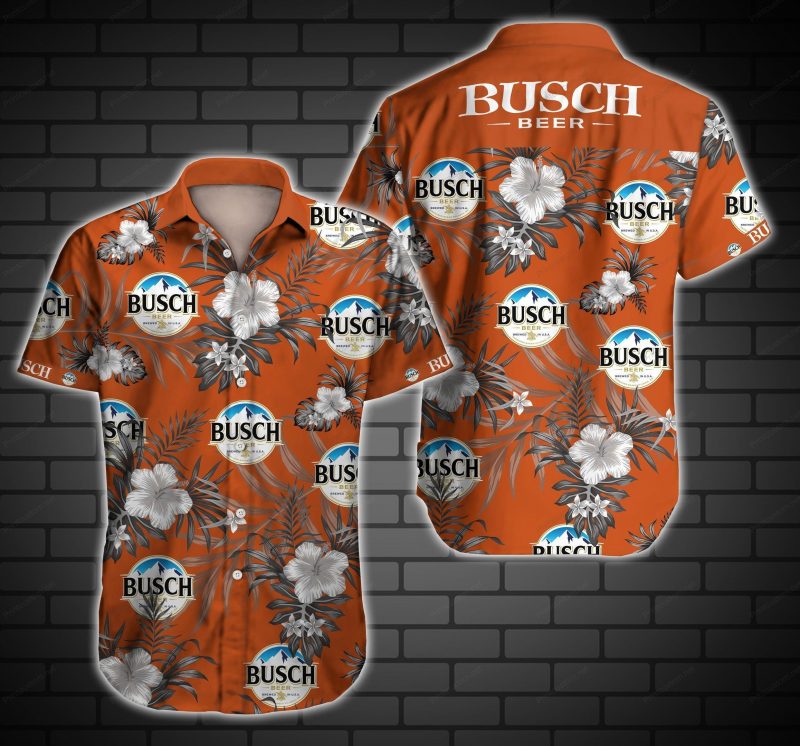 Tlmus Busch Beer Tropical Hawaii Graphic Print Short Sleeve Hawaii Casual Shirt Ha102041