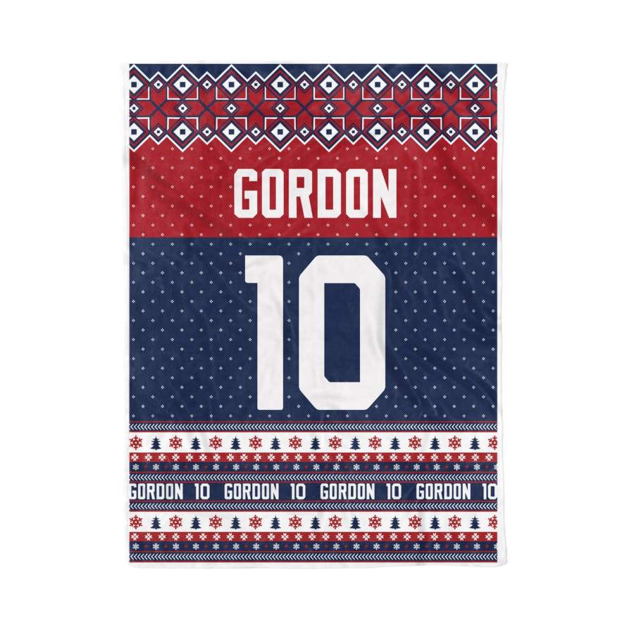 Blanket Gordon 10 Pats American Football Ugly Christmas Pattern Custom Blanket Warm Cozy Fluffy Fleece Blanket