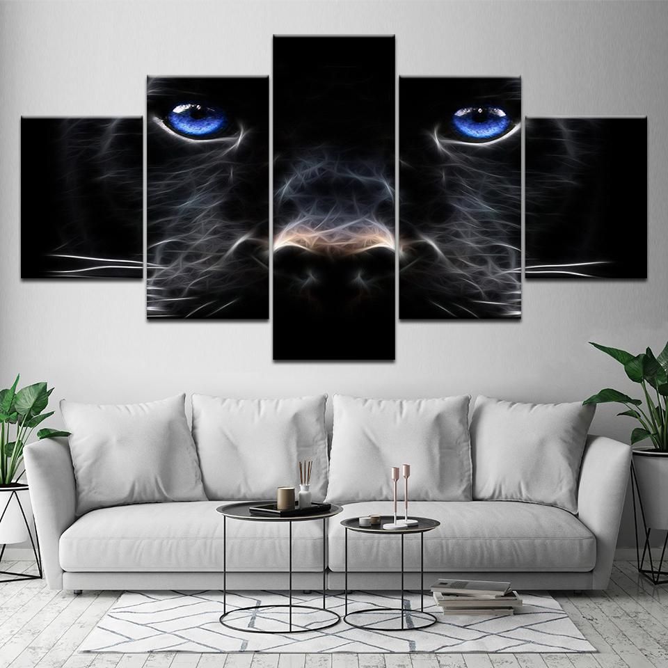 Animal Blue Eyes Animal 5 Panel Canvas Art Wall Decor