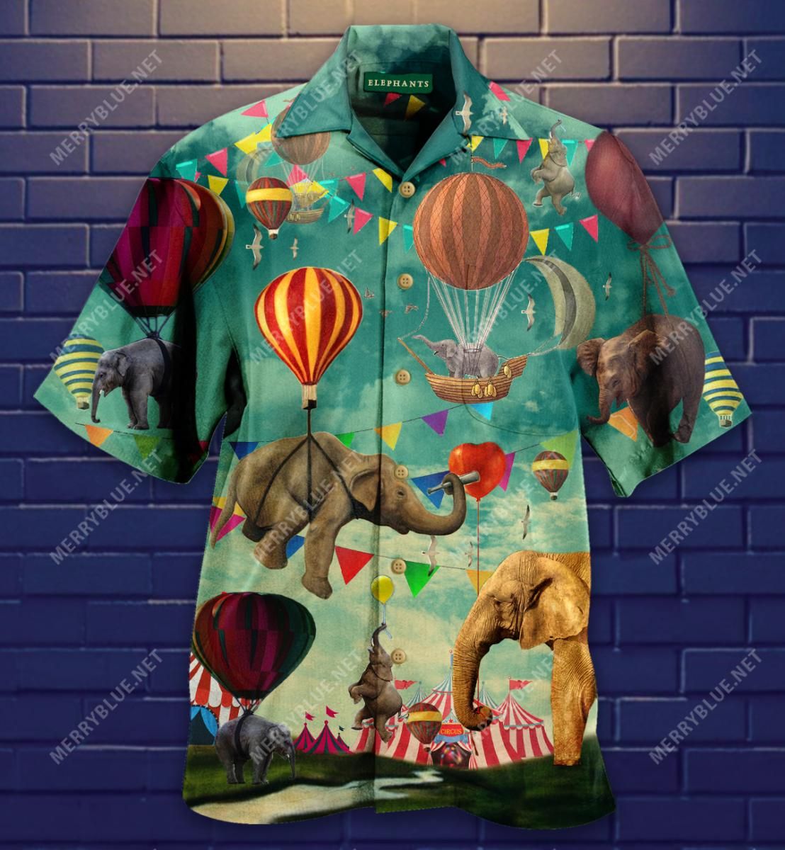 I Can Fly Elephant Hot Air Balloon Aloha Hawaiian Shirt Colorful Short Sleeve Summer Beach Casual Shirt For Men And Women