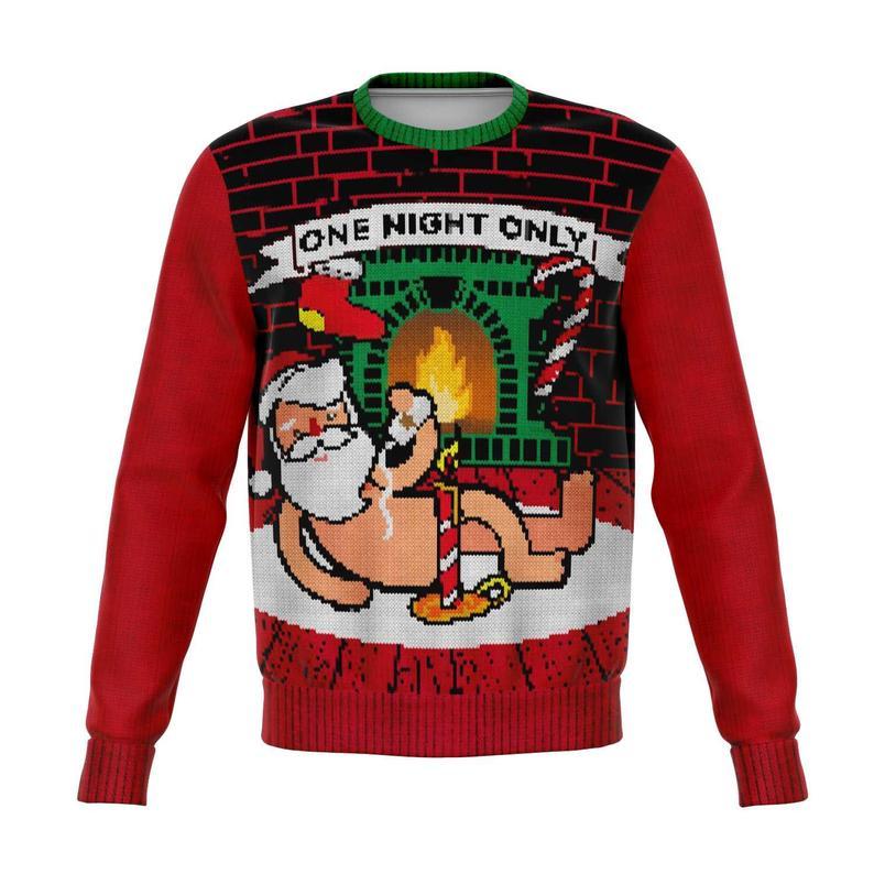 W One Night Only, Ugly Christmas, Sweater Jumper, Naughty Santa, Christmas Party, Rude Cheeky, Gifts For Him, Funny Naked Santa, Twelve Pubs