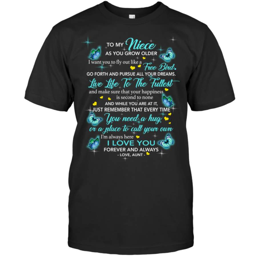 To My Niece I Love You Personalized T Shirts Gift From Aunt Butterfly Black Tee