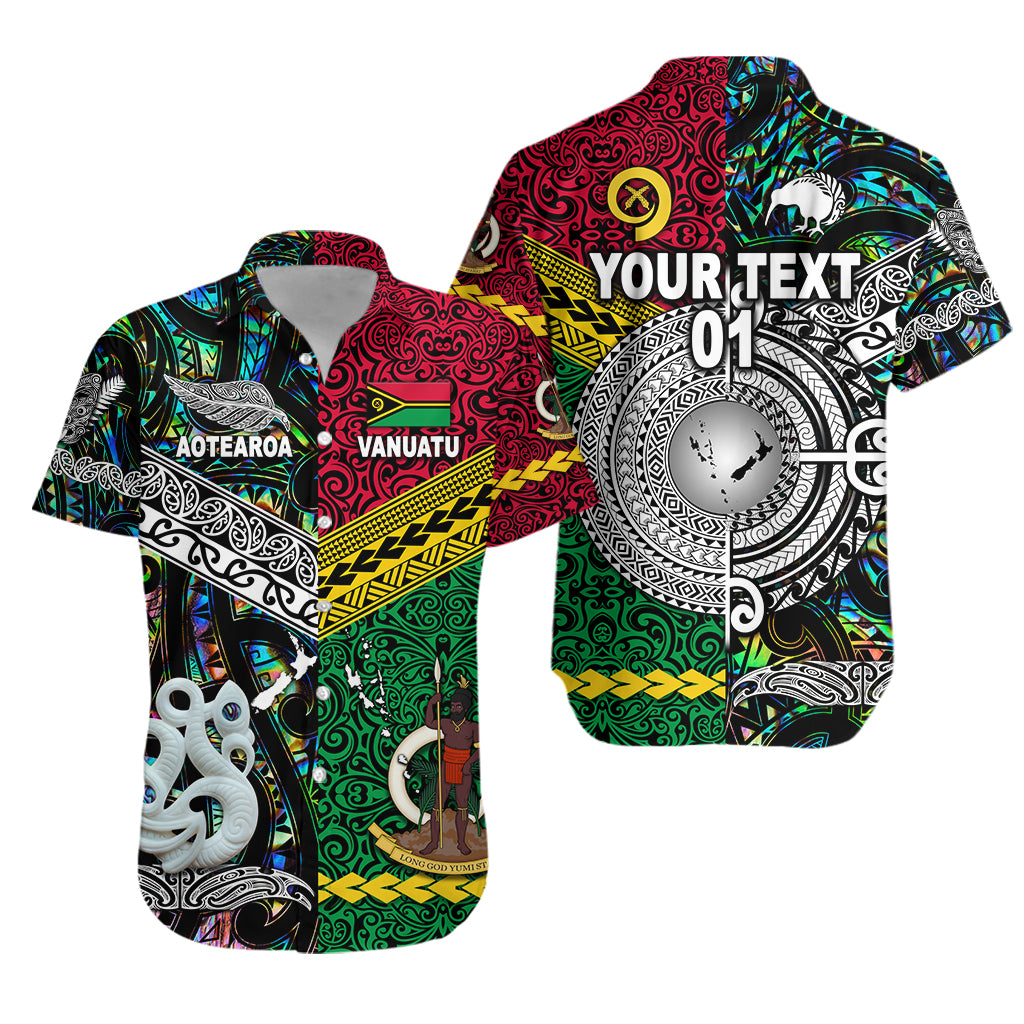 (Custom Personalised) Vanuatu And New Zealand Hawaiian Shirt Together – Paua Shell, Custom Text And Number Lt8