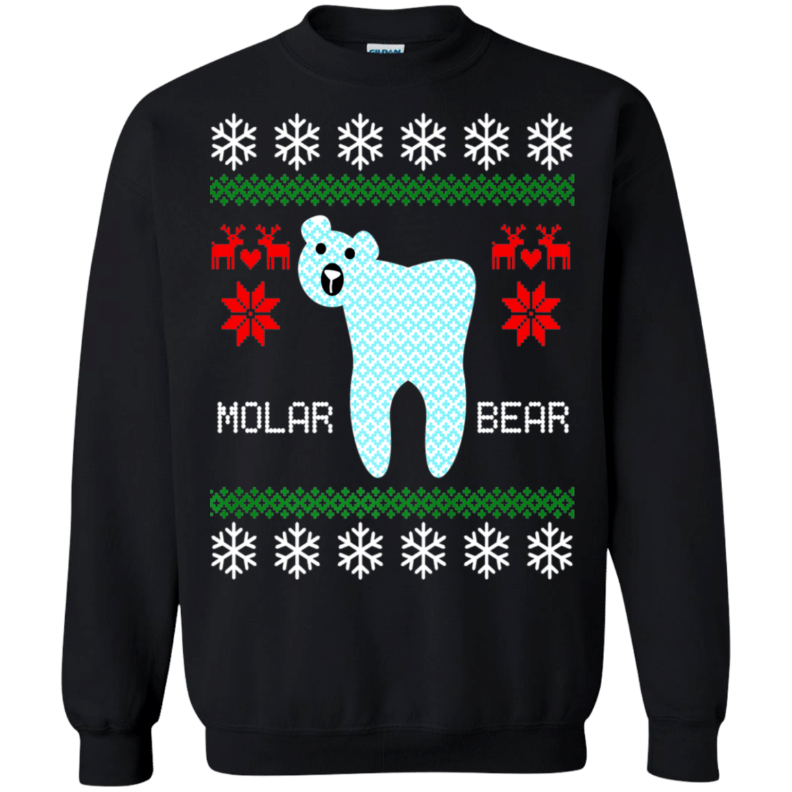 Check out this awesome Christmas Ugly Sweater Molar Bear Dentist Shirt G180 Gildan Crewneck Pullover Sweatshirt  8 oz.