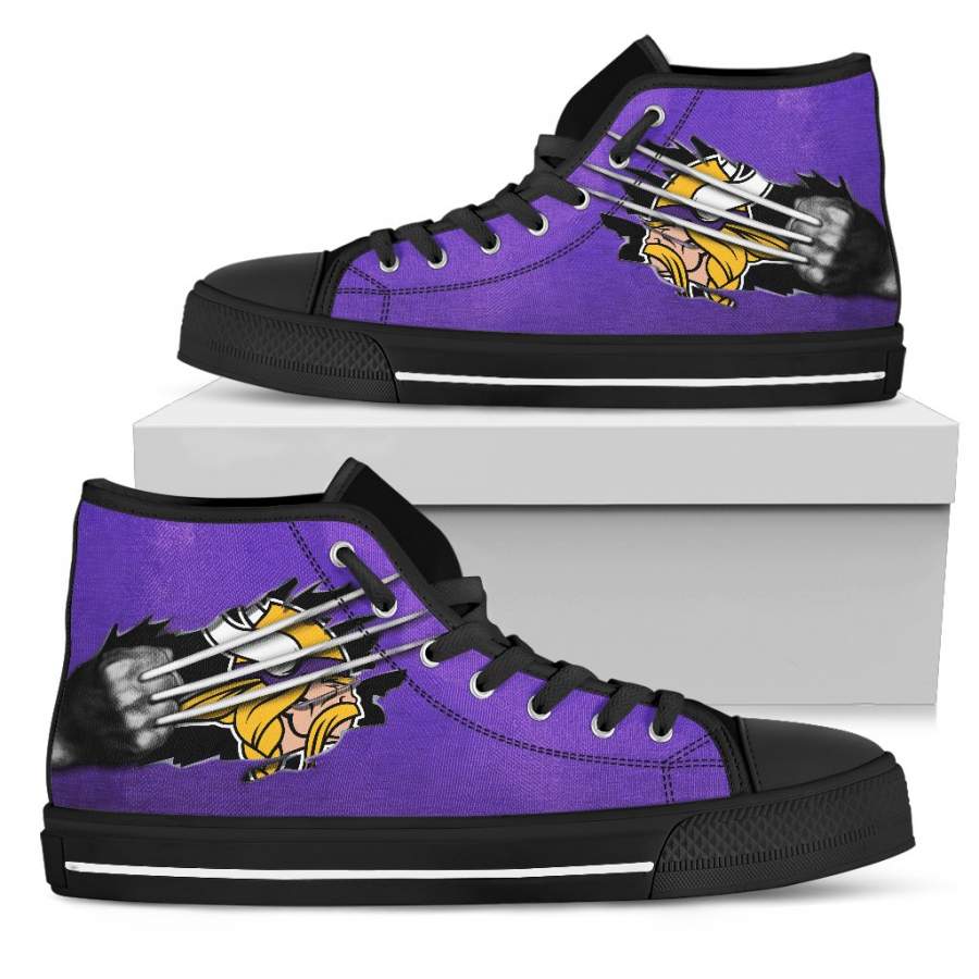 Scratch Of The Wolf Minnesota Vikings High Top Shoes