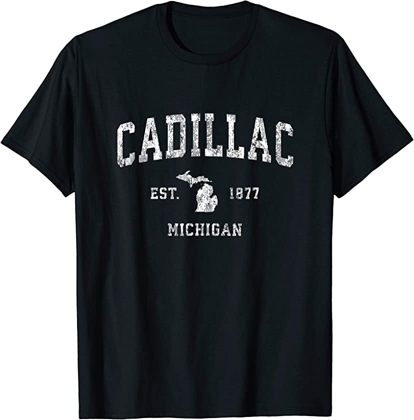 Cadillac Michigan MI Vintage Athletic Sports Design T-Shirt