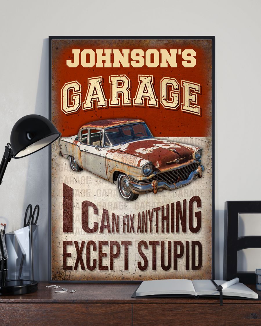 Personalized  Auto Garage I Can Fix Anything Custom Name Vertical Poster No Frame