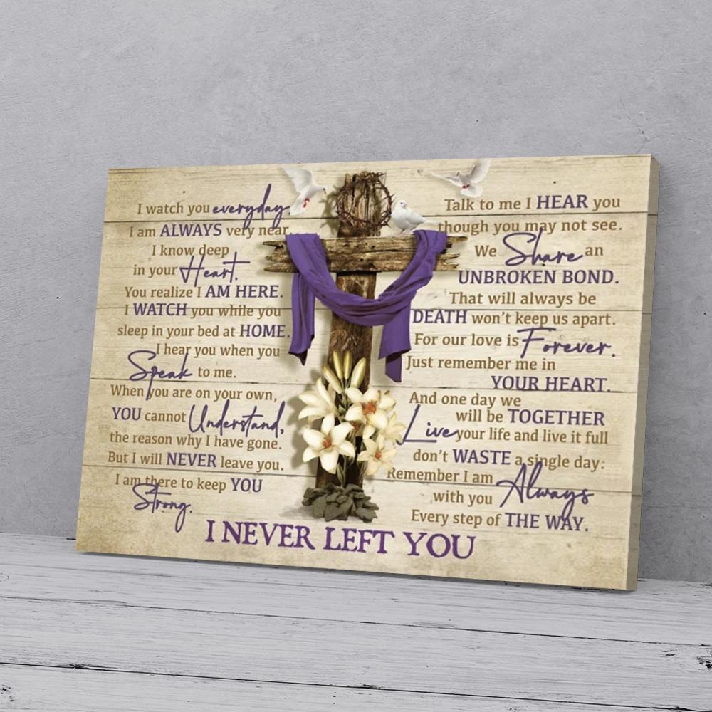 Canvas Prints I Never Left You White Dove Purple Scarf Christian Canvas Home Decor Canvas