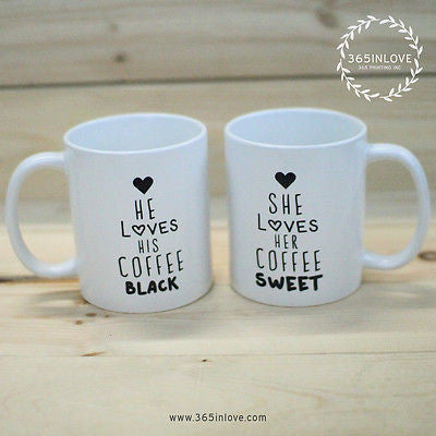 Black Coffee Matching Couple Mugs – His and Hers Matching Coffee Mug Cup