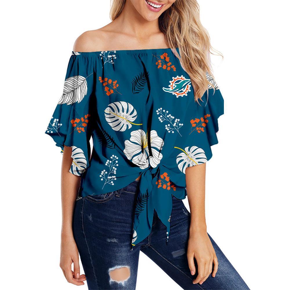 Miami Dolphins Women Smart Floral Strapless Shirt