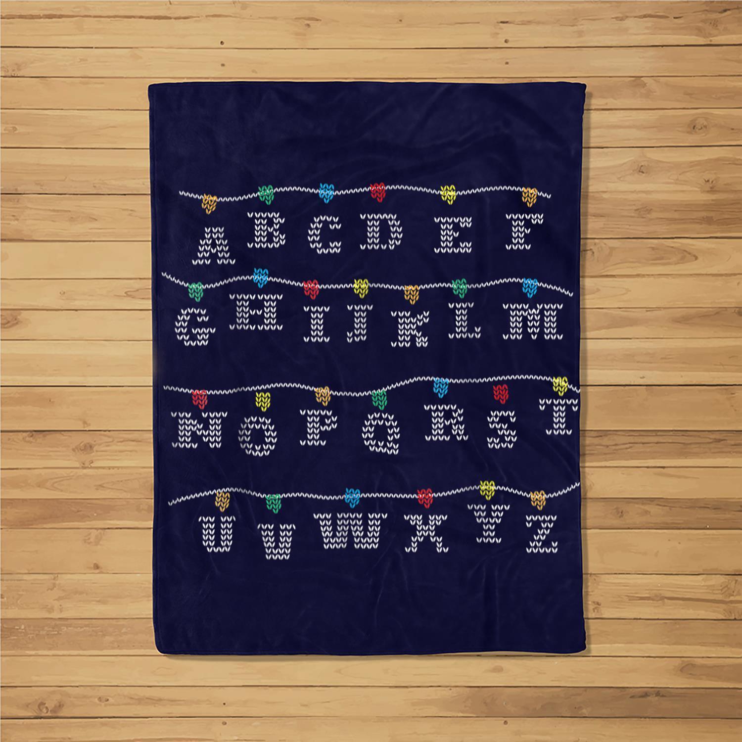 Alphabet Ugly Sweater Christmas Back To School Kids Fleece Blanket