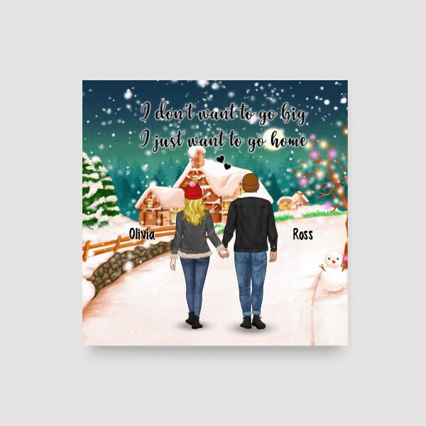 Personalized Canvas, Standing Couple And Family, Christmas Gift For Couples