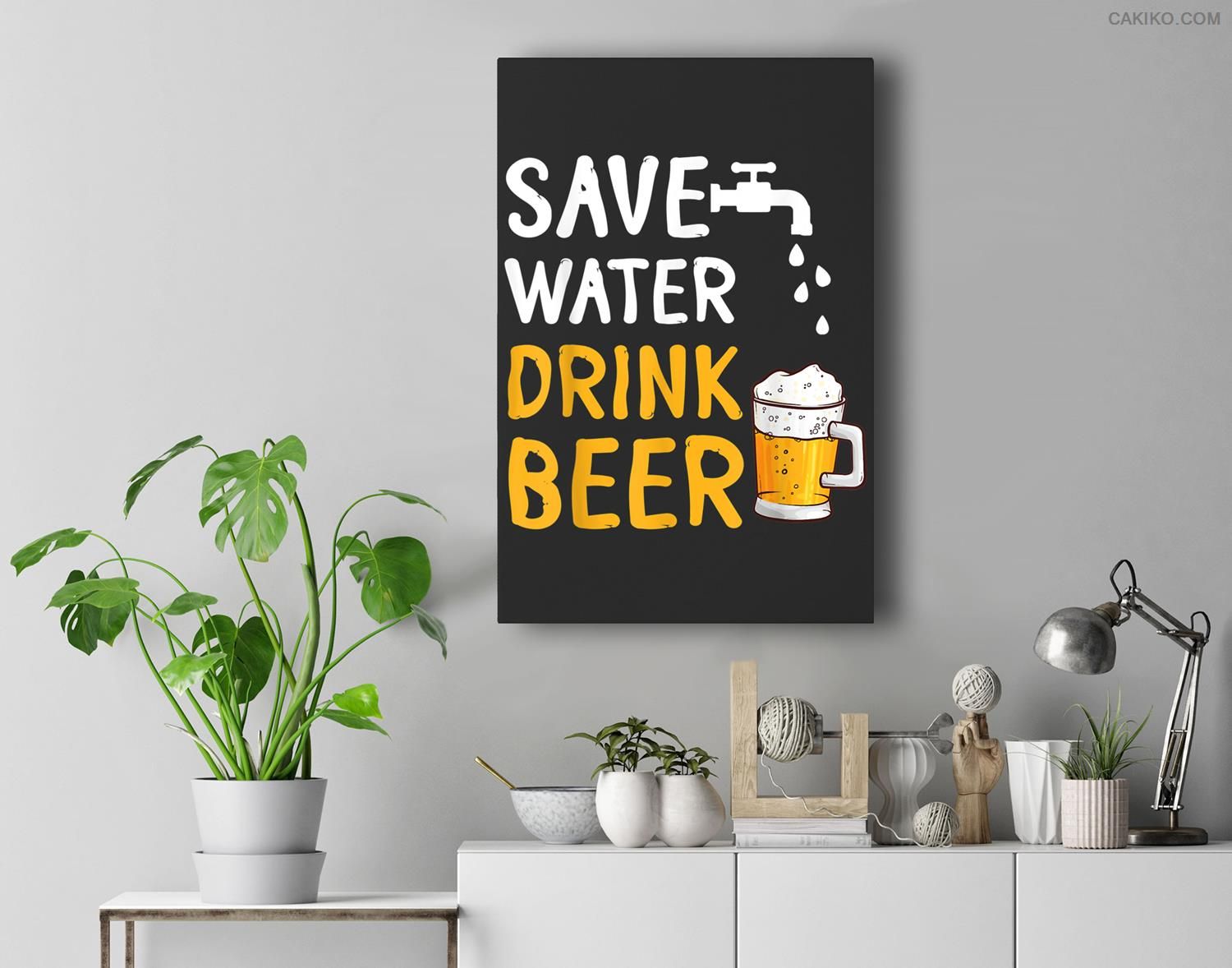 Save Water Drink Beer Happy International Beer Day Drinker Premium Wall Art Canvas Decor